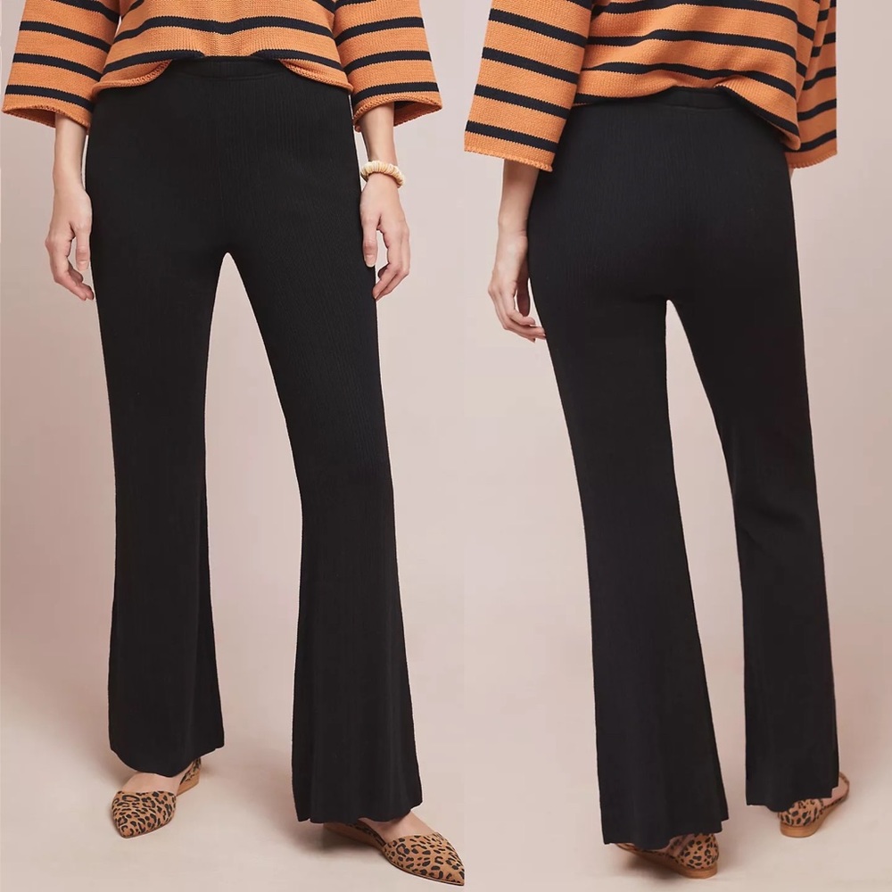 Anthropologie Gibson Flare Sweater Pants in Black